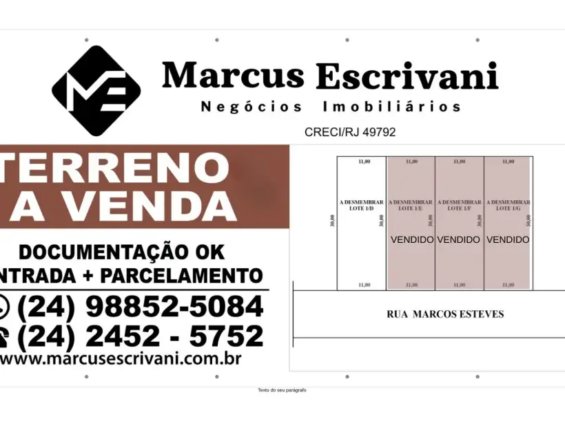 Terreno 330m² para venda no bairro Esteves
